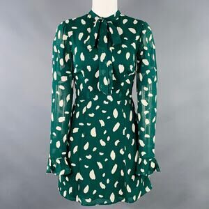 REFORMATION Size 0 Green White Viscose Abstract A-Line Dress